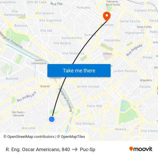 R. Eng. Oscar Americano, 840 to Puc-Sp map