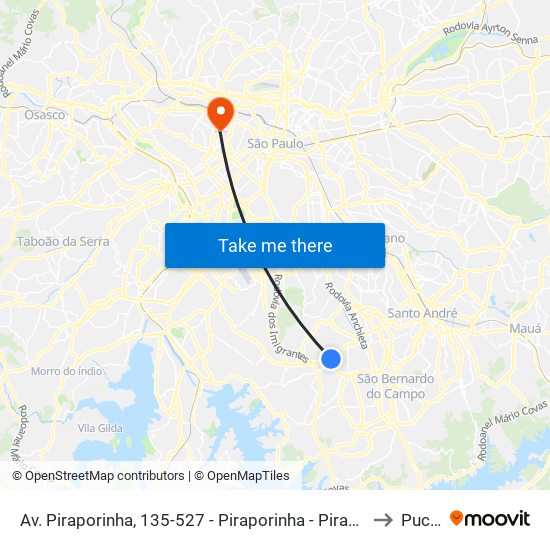 Av. Piraporinha, 135-527 - Piraporinha - Piraporinha, Diadema to Puc-Sp map