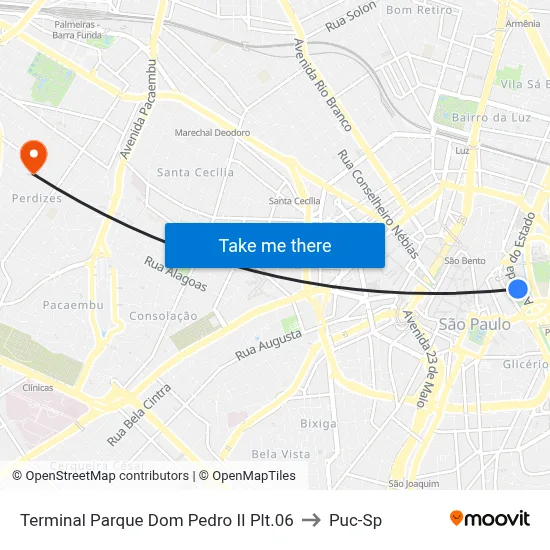 Terminal Parque Dom Pedro II Plt.06 to Puc-Sp map