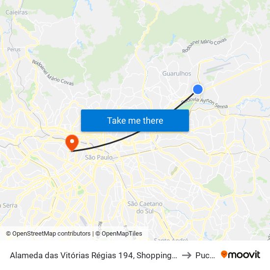 Alameda das Vitórias Régias 194, Shopping Park Center to Puc-Sp map