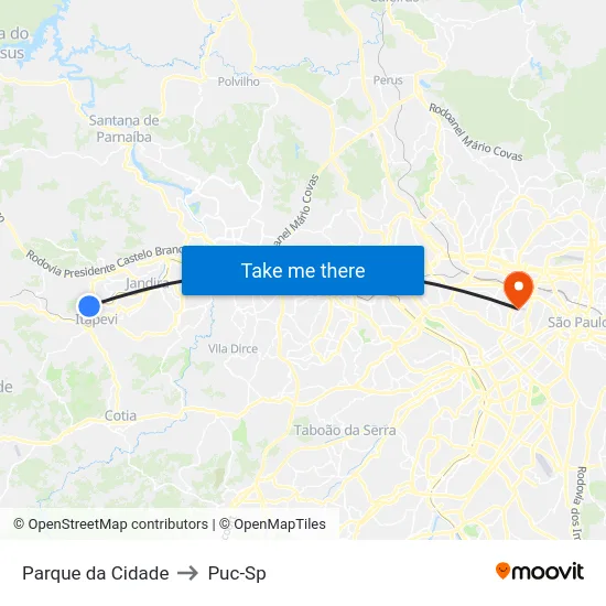 Parque da Cidade to Puc-Sp map