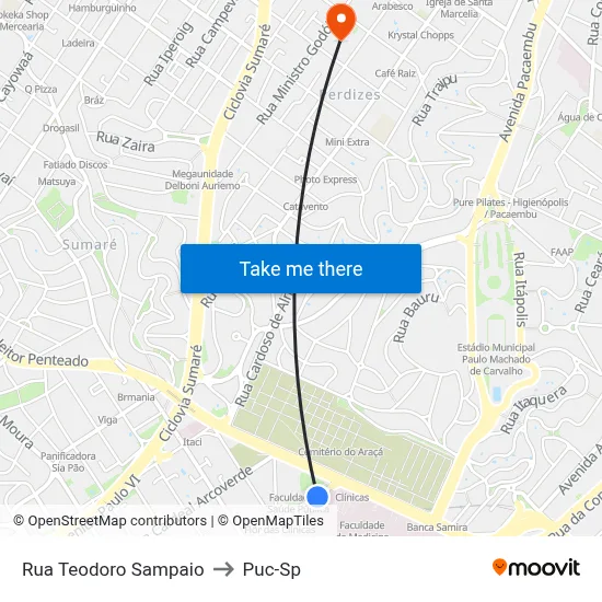 Rua Teodoro Sampaio to Puc-Sp map