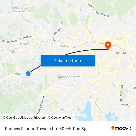 Rodovia Raposo Tavares Km 30 to Puc-Sp map