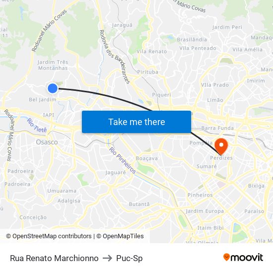 Rua Renato Marchionno to Puc-Sp map