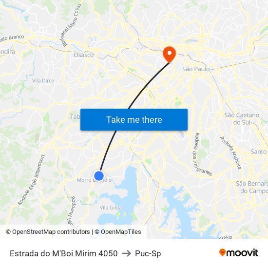 Estrada do M'Boi Mirim 4050 to Puc-Sp map