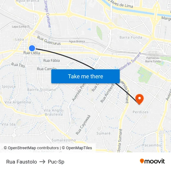 Rua Faustolo to Puc-Sp map