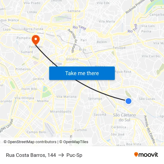 Rua Costa Barros, 144 to Puc-Sp map