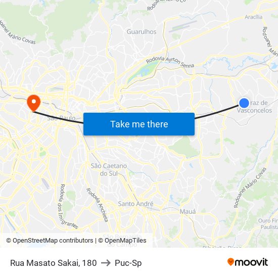 Rua Masato Sakai, 180 to Puc-Sp map