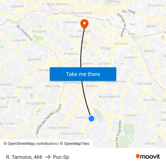 R. Tamoios, 466 to Puc-Sp map