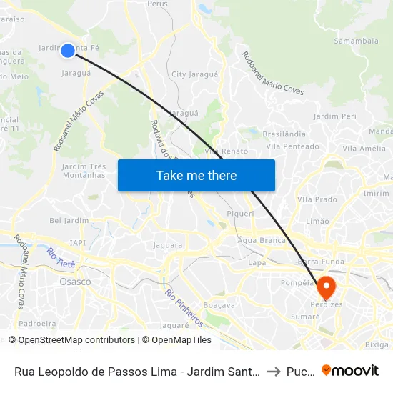 Rua Leopoldo de Passos Lima - Jardim Santa Fé, São Paulo to Puc-Sp map