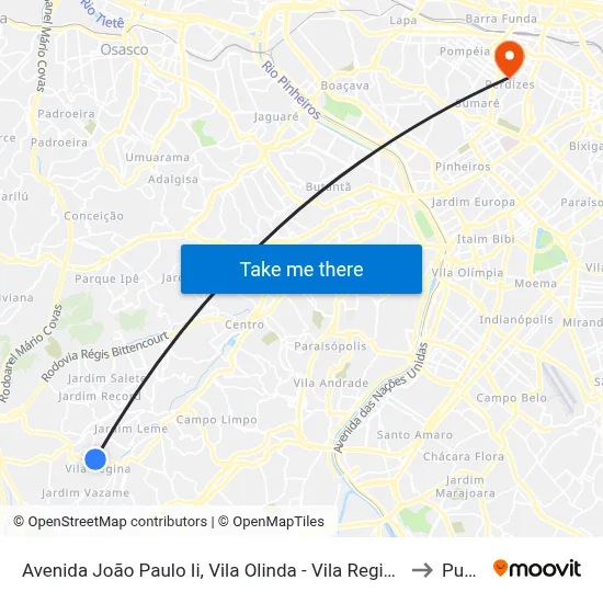 Avenida João Paulo Ii, Vila Olinda - Vila Regina, Embu das Artes to Puc-Sp map