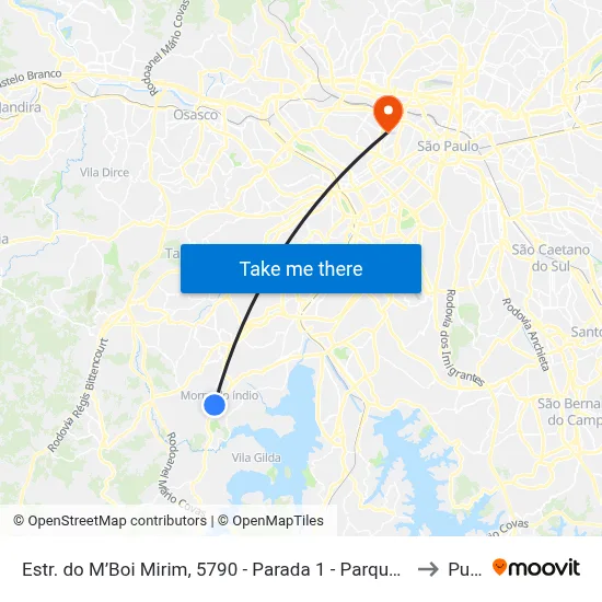Estr. do M’Boi Mirim, 5790 - Parada 1 - Parque Novo Santo Amaro, São Paulo to Puc-Sp map