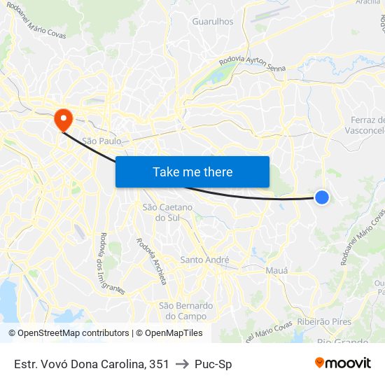 Estr. Vovó Dona Carolina, 351 to Puc-Sp map