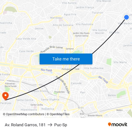 Av. Roland Garros, 181 to Puc-Sp map