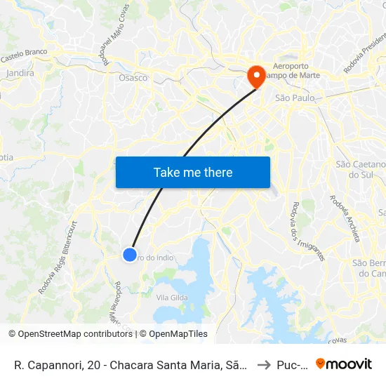 R. Capannori, 20 - Chacara Santa Maria, São Paulo to Puc-Sp map