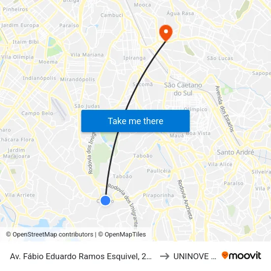 Av. Fábio Eduardo Ramos Esquivel, 262-418 - Centro, Diadema - São Paulo, 09920-572, Brasil - Centro, Diadema to UNINOVE - Campus Vila Prudente map