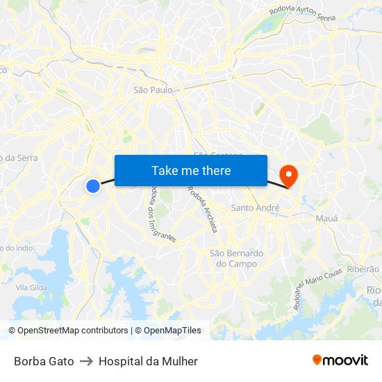 Borba Gato to Hospital da Mulher map