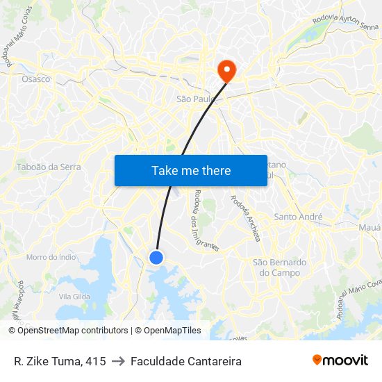 R. Zike Tuma, 415 to Faculdade Cantareira map