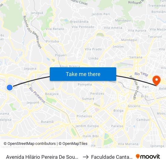 Avenida Hilário Pereira De Souza, 492 to Faculdade Cantareira map