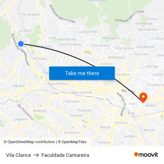 Vila Clarice to Faculdade Cantareira map