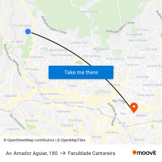 Av. Amador Aguiar, 180 to Faculdade Cantareira map