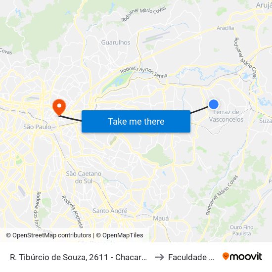 R. Tibúrcio de Souza, 2611 - Chacara Dona Olivia, São Paulo to Faculdade Cantareira map
