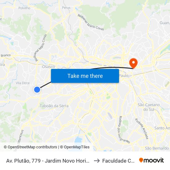 Av. Plutão, 779 - Jardim Novo Horizonte, Carapicuíba to Faculdade Cantareira map
