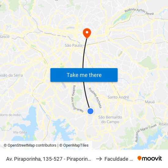 Av. Piraporinha, 135-527 - Piraporinha - Piraporinha, Diadema to Faculdade Cantareira map