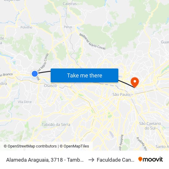 Alameda Araguaia, 3718 - Tamboré, Barueri to Faculdade Cantareira map