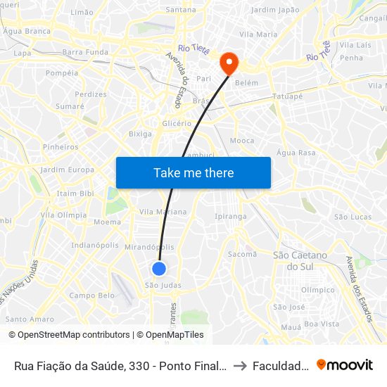 Rua Fiação da Saúde, 330 - Ponto Final da Linha 446 - Vila da Saúde, São Paulo to Faculdade Cantareira map