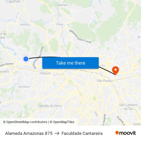 Alameda Amazonas 875 to Faculdade Cantareira map