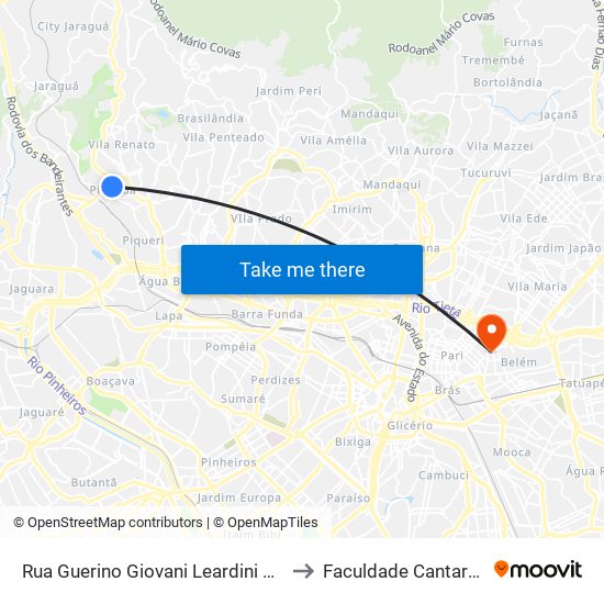 Rua Guerino Giovani Leardini 430a to Faculdade Cantareira map