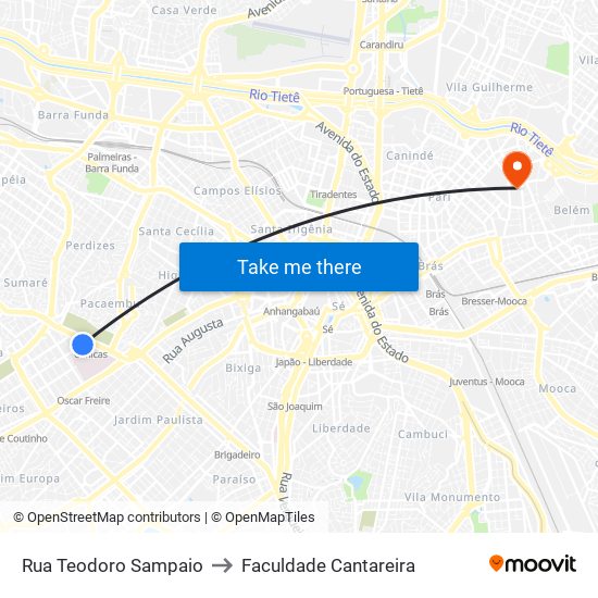 Rua Teodoro Sampaio to Faculdade Cantareira map