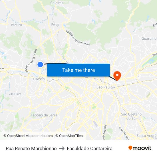 Rua Renato Marchionno to Faculdade Cantareira map
