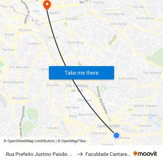 Rua Prefeito Justino Paixão 698 to Faculdade Cantareira map