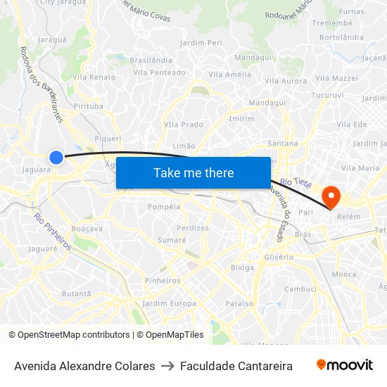 Avenida Alexandre Colares to Faculdade Cantareira map