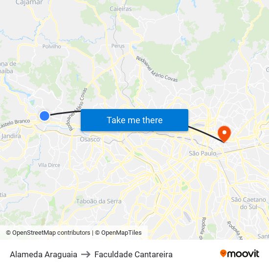 Alameda Araguaia to Faculdade Cantareira map
