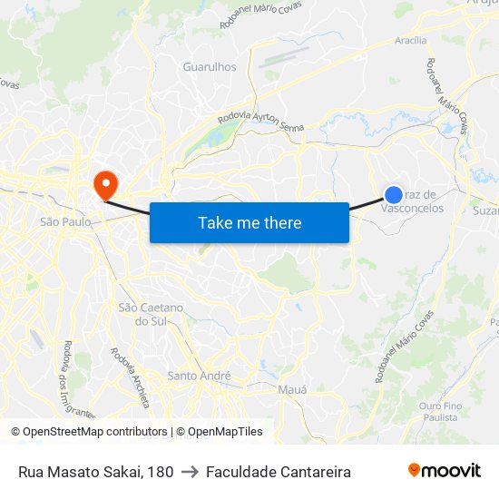 Rua Masato Sakai, 180 to Faculdade Cantareira map