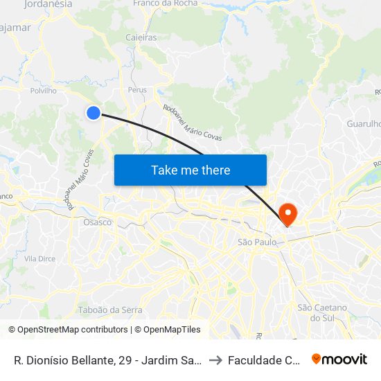 R. Dionísio Bellante, 29 - Jardim Santa Fé, São Paulo to Faculdade Cantareira map