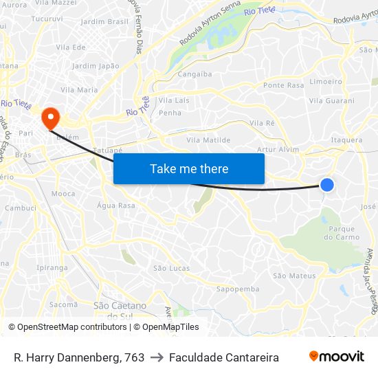 R. Harry Dannenberg, 763 to Faculdade Cantareira map