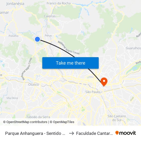 Parque Anhanguera - Sentido Perus to Faculdade Cantareira map