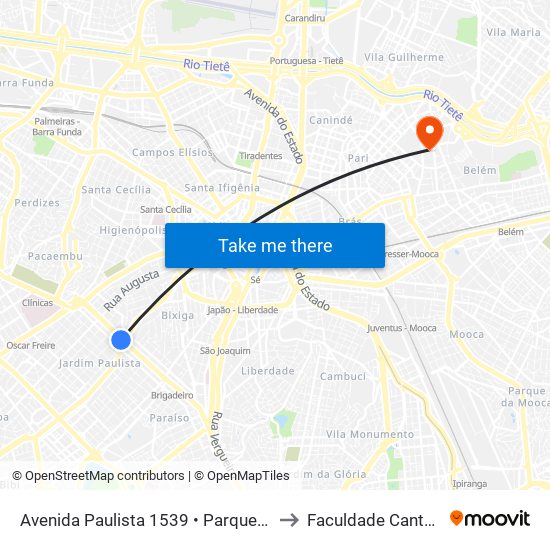 Avenida Paulista 1539 • Parque Trianon to Faculdade Cantareira map