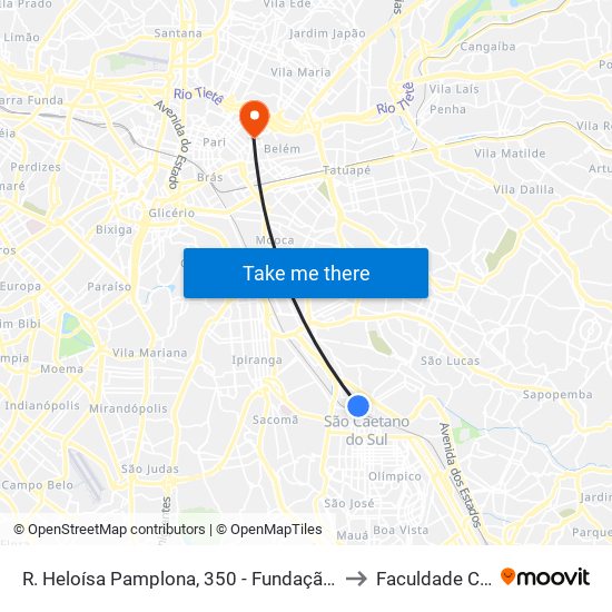 R. Heloísa Pamplona, 350 - Fundação, São Caetano do Sul to Faculdade Cantareira map