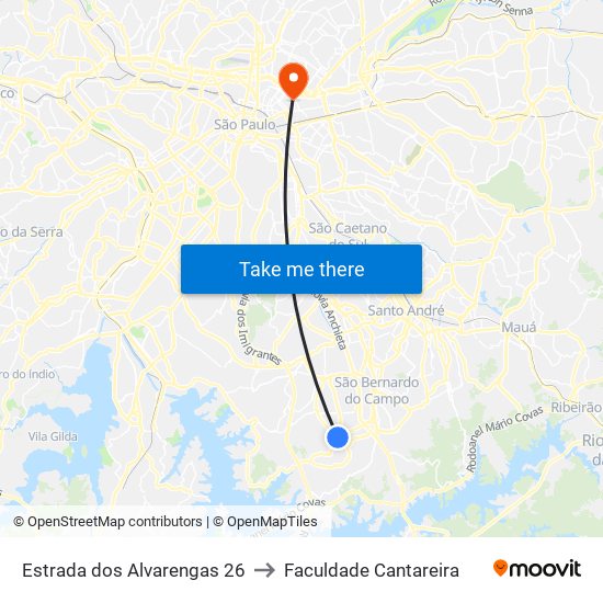Estrada dos Alvarenga to Faculdade Cantareira map