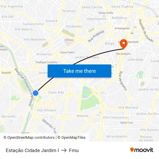 Estação Cidade Jardim I to Fmu map