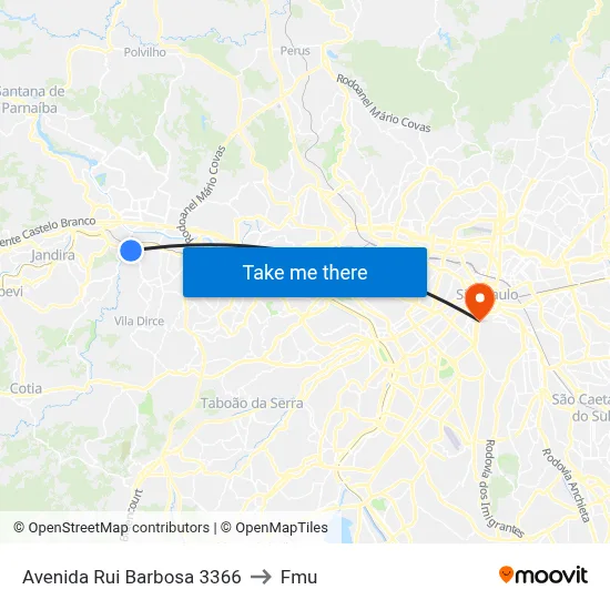 Avenida Rui Barbosa 3366 to Fmu map