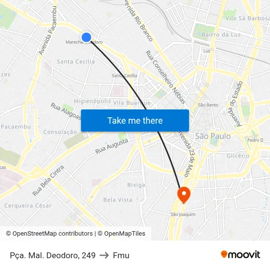 Pça. Mal. Deodoro, 249 to Fmu map