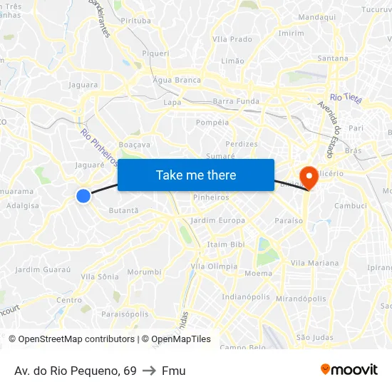Av. do Rio Pequeno, 69 to Fmu map