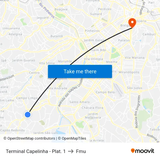 Terminal Capelinha - Plat. 1 to Fmu map