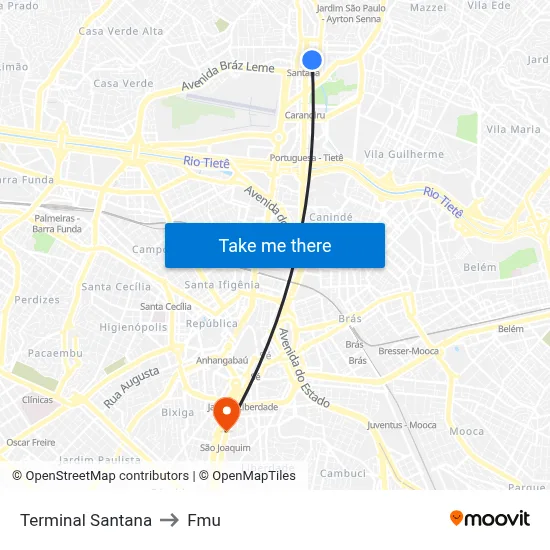 Terminal Santana to Fmu map